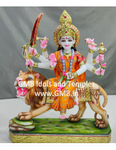 18 Inch Colorful Real Solid Marble Goddess Durga Statue | Gita Murti Bhandar, Ahmedabad