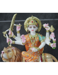 12 inch solid marble goddess ambaji statue front view for home temple