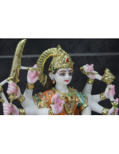 12 inch solid marble goddess ambaji statue front view for home temple 2