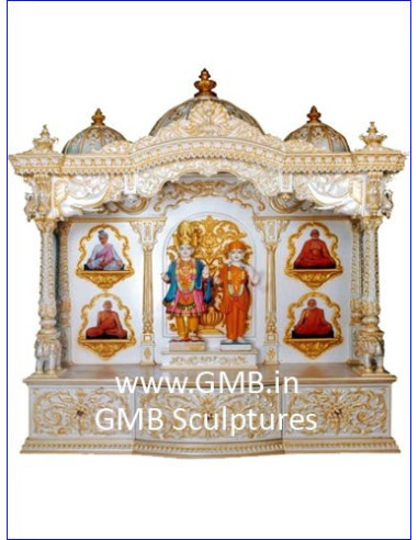 Luxury White Wooden Swaminarayan Mandir | GMB