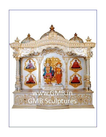 Luxury White Wooden Swaminarayan Mandir | GMB