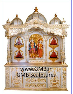 Luxury White Wooden Swaminarayan Mandir | GMB