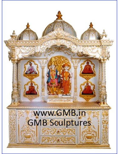 Luxury White Wooden Swaminarayan Mandir | GMB