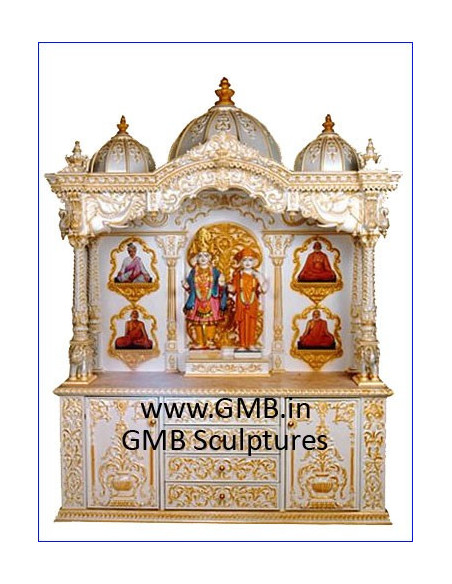 Luxury White Wooden Swaminarayan Mandir | GMB