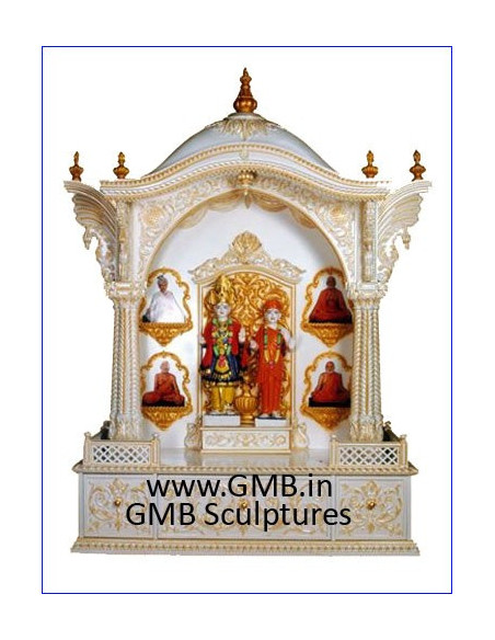 Luxury White Wooden Swaminarayan Mandir | GMB