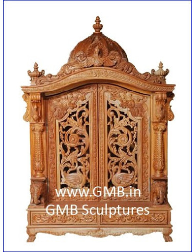 Hand-Carved Closed Wooden Swaminarayan Mandir | GMB