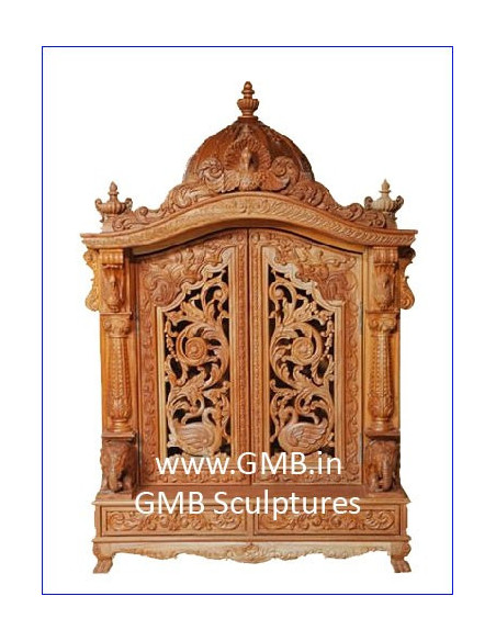 Hand-Carved Closed Wooden Swaminarayan Mandir | GMB