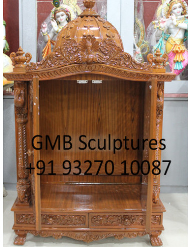 Hand-Carved Closed Wooden Swaminarayan Mandir | GMB