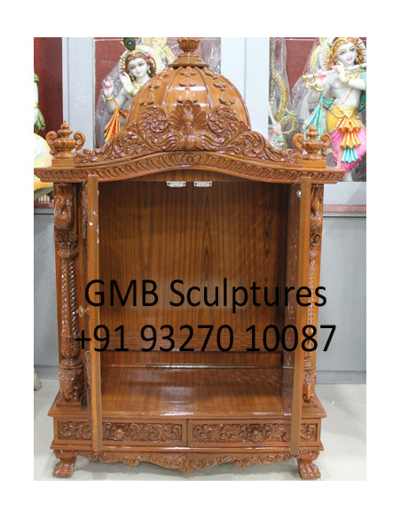 Hand-Carved Closed Wooden Swaminarayan Mandir | GMB