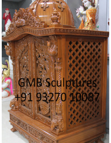 Hand-Carved Closed Wooden Swaminarayan Mandir | GMB
