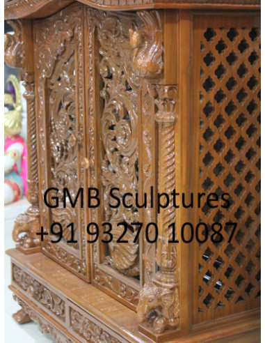 Hand-Carved Closed Wooden Swaminarayan Mandir | GMB