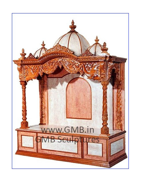 Luxury Wooden Mandir with Marble Inlay | GMB