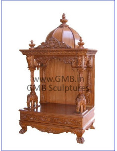 Luxury Hand-Carved Wooden Mandir with Dome | GMB