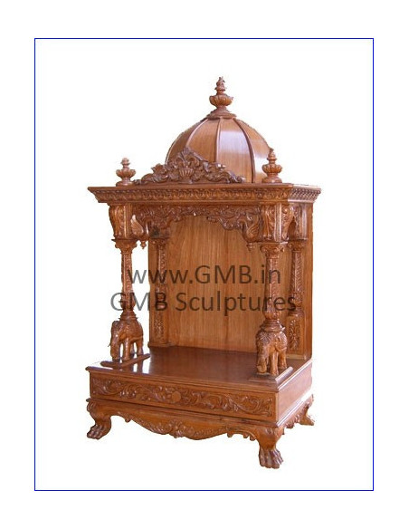 Luxury Hand-Carved Wooden Mandir with Dome | GMB