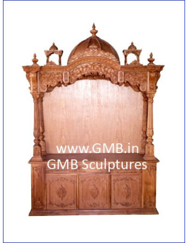 Luxury Wooden Mandir with Storage Cabinet | GMB