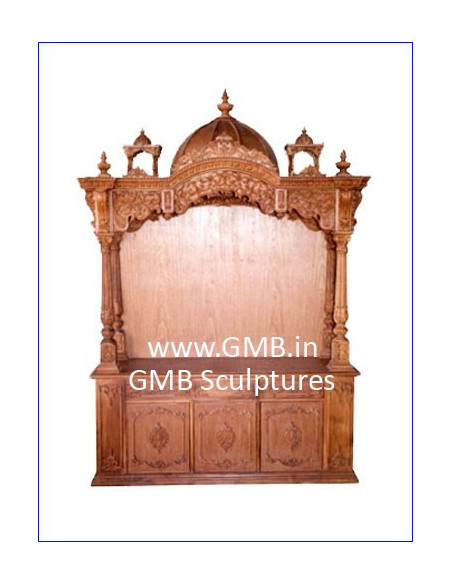 Luxury Wooden Mandir with Storage Cabinet | GMB