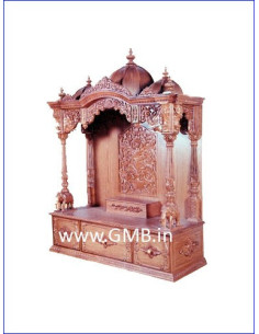 Luxury Hand-Carved Wooden Mandir with Storage | GMB