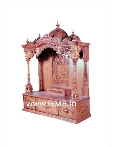 Luxury Hand-Carved Wooden Mandir with Storage | GMB