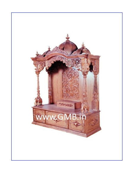 Luxury Hand-Carved Wooden Mandir with Storage | GMB