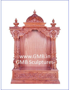 Luxury Hand-Carved Wooden Mandir with Drawer | GMB