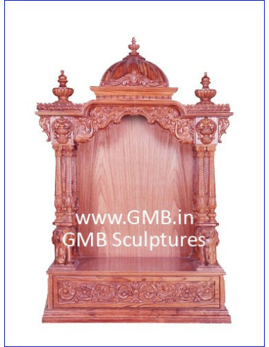 Luxury Hand-Carved Wooden Mandir with Drawer | GMB