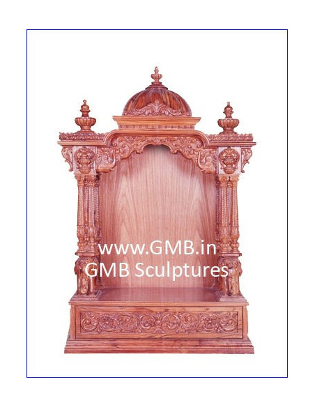 Luxury Hand-Carved Wooden Mandir with Drawer | GMB
